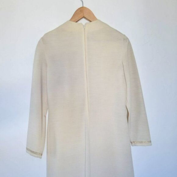 Vintage 1970s Embroidered Cream Dress Small - Picture 8 of 12